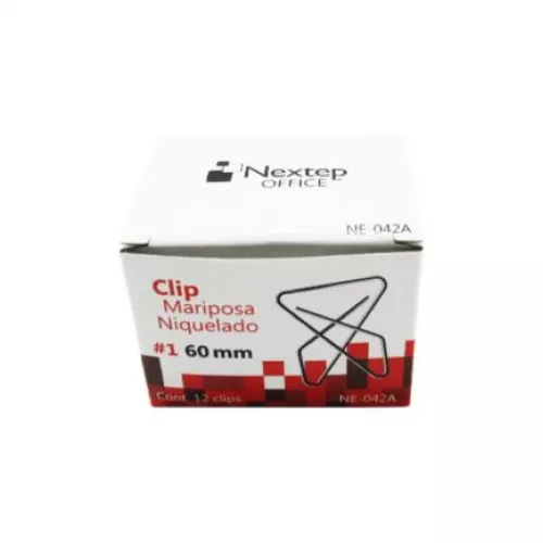 Clip Mariposa Niquelado Nextep #1 60mm 12 Clips