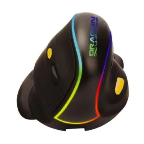 Mouse Nextep Inalámbrico Vertical Recargable/Ergonómico 7 Botones 2400 dpi RGB Color Negro