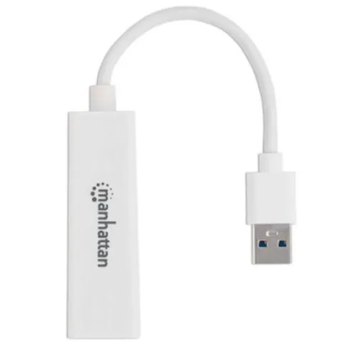Adaptador Manhattan Súper Velocidad USB 3.0 a RJ-45 GB Ethernet Color Blanco