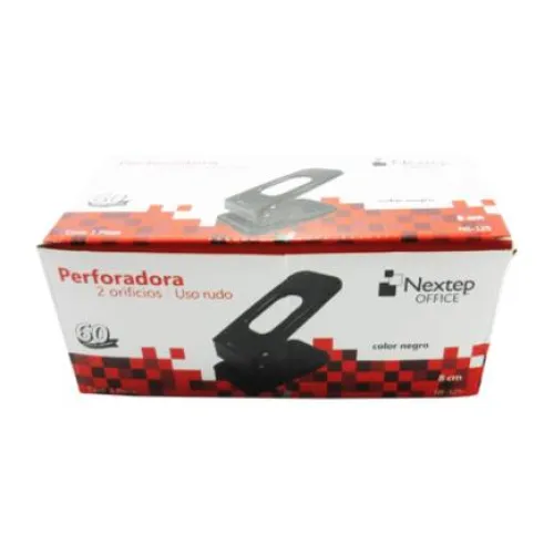 Perforadora Nextep Uso Rudo 2 Orificios 8cm Hasta 60 Hojas Color Negro