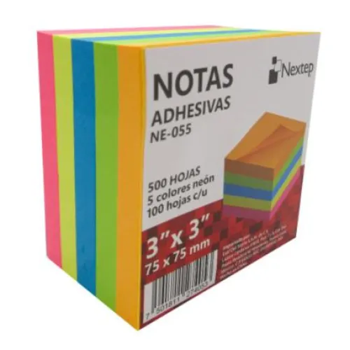 Notas Adhesivas Nextep 3x3 Neón 5 Bloques 500 Hojas