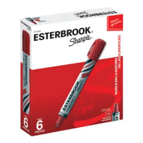 Marcador Permanente Esterbrook Color Rojo C/6 Pzas
