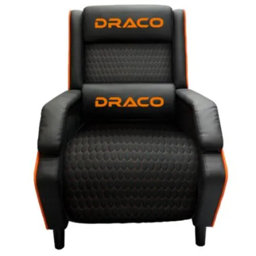Sofá Gamer Reclinable Dragon XT Modelo Draco Color Negro-Naranja (Silla)