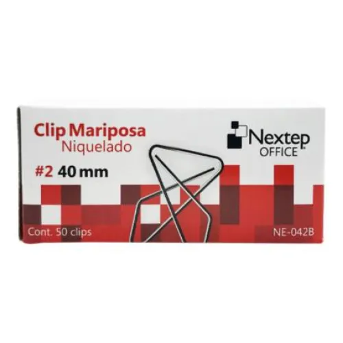 Clip Mariposa Niquelado Nextep #2 40mm 50 Clips