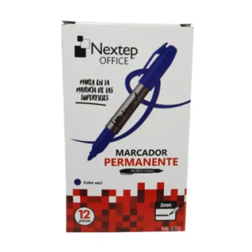 Marcador Permanente Nextep Punto Fino 2mm Azul c/12 Pzas